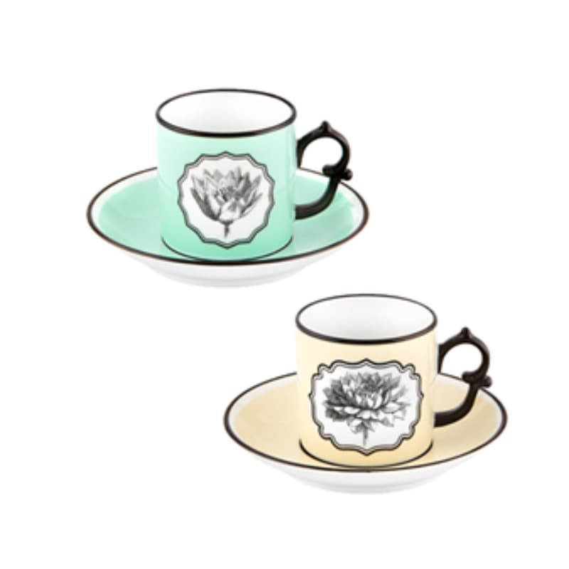 SET 2 COFFEE CUPS & SAUCER YELLOW
