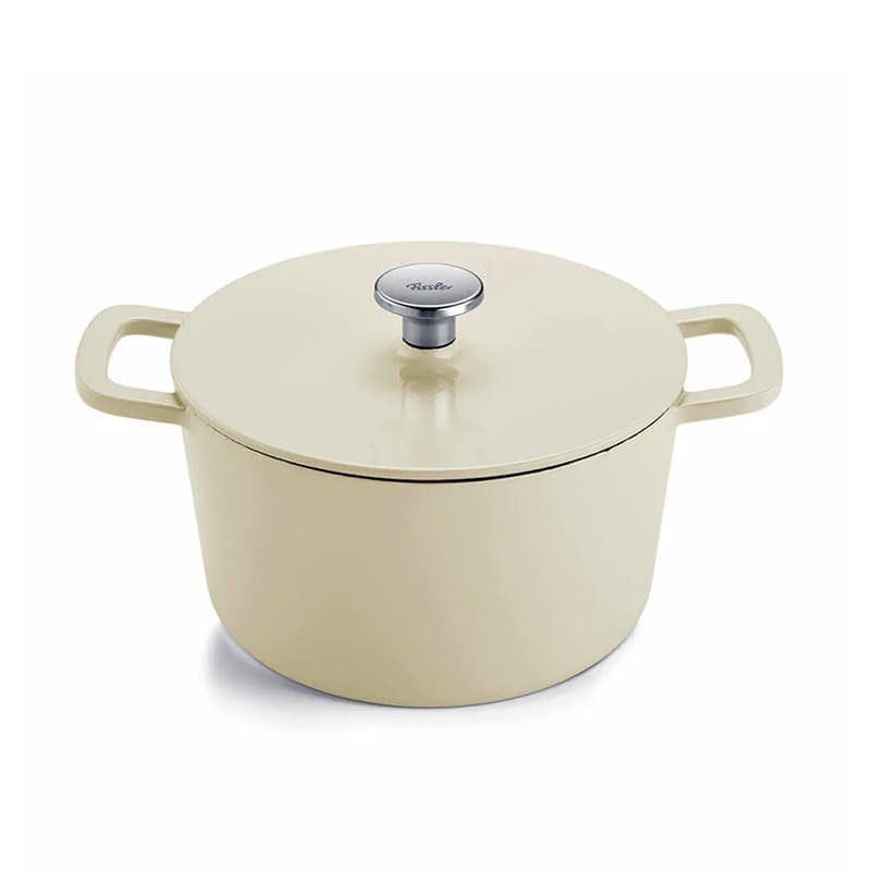 CAST IRON IVORY WHITE DUTCH OVEN 24CM ROUND