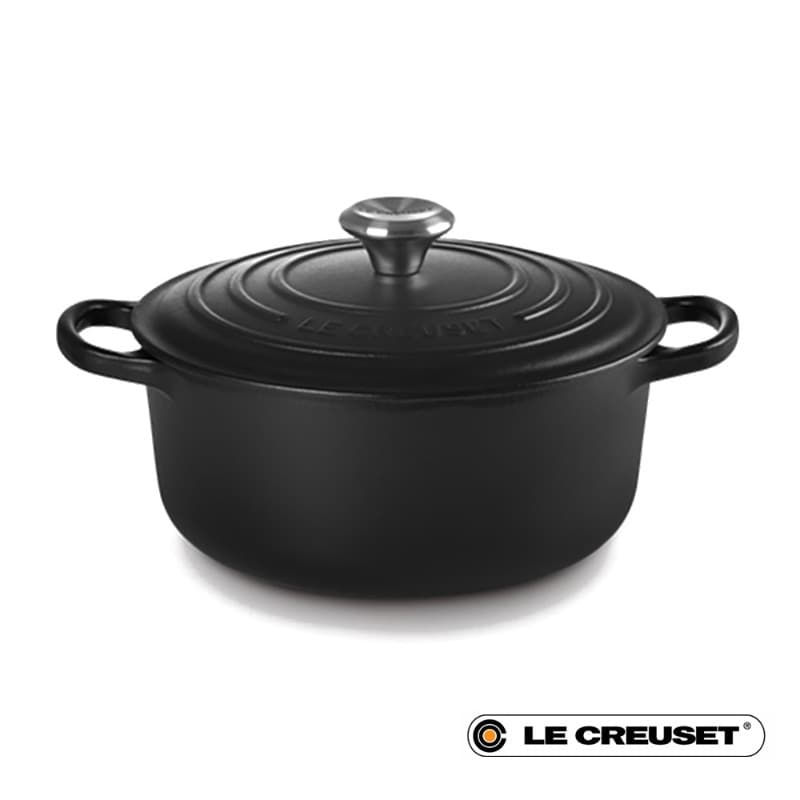 20CM SIGNATURE ENAMELLED CAST IRON ROUND CASSEROLE - MATTE BLACK