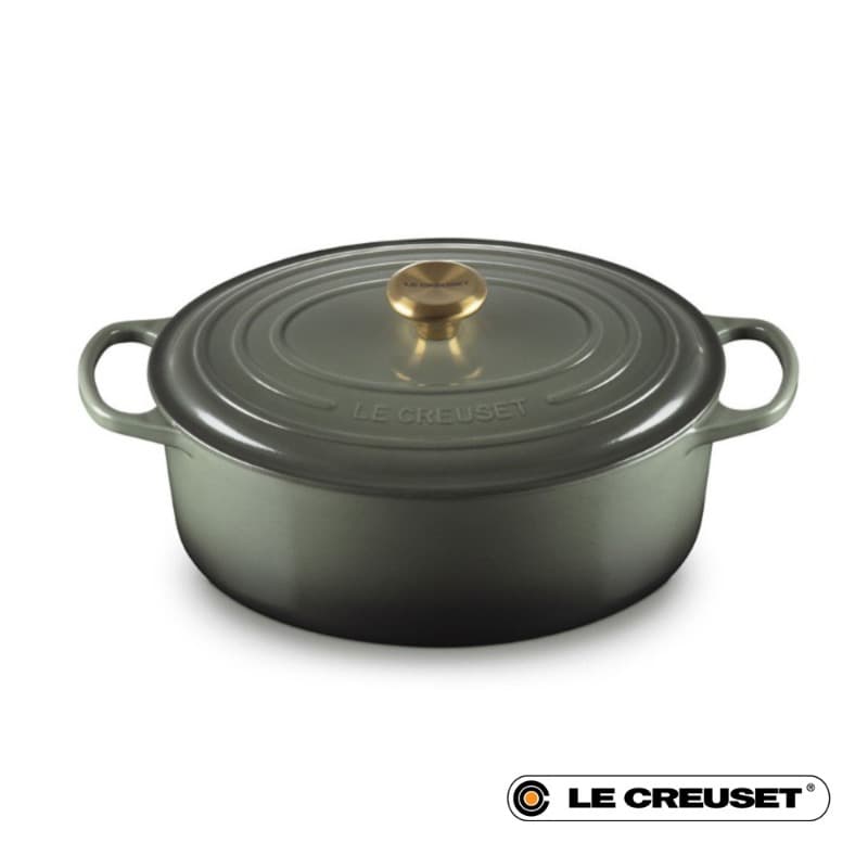 31CM CAST IRON OVAL SHALLOW CASSEROLE - THYME