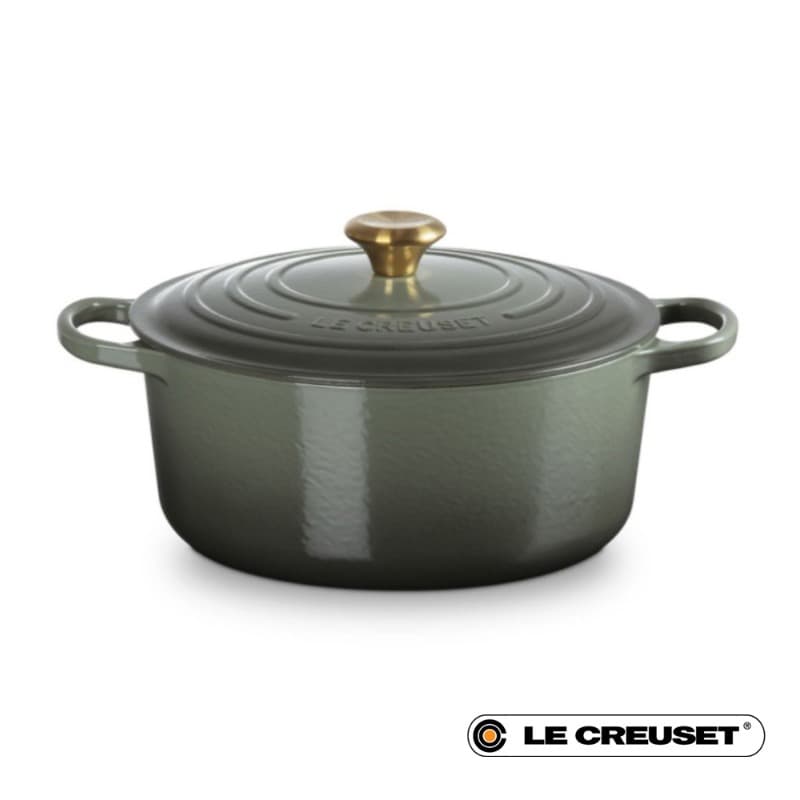28CM SIGNATURE ENAMELLED CAST IRON ROUND CASSEROLE - THYME