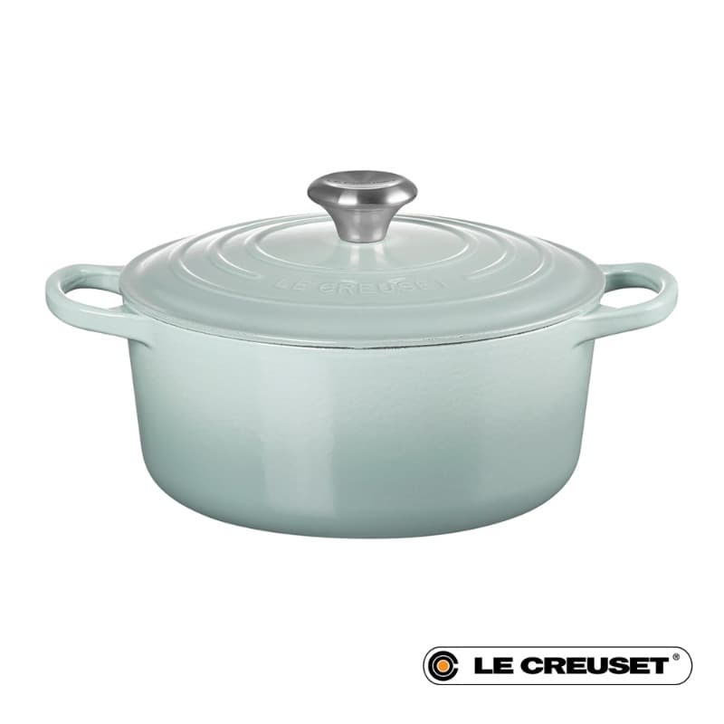 28CM SIGNATURE ENAMELLED CAST IRON ROUND CASSEROLE - SEA SALT