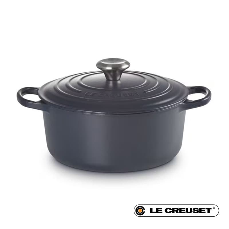 24CM SIGNATURE ENAMELLED CAST IRON ROUND CASSEROLE - NAVY