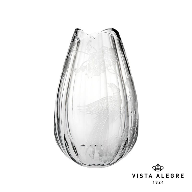 VASE ENGRAVED BLUE BIRD