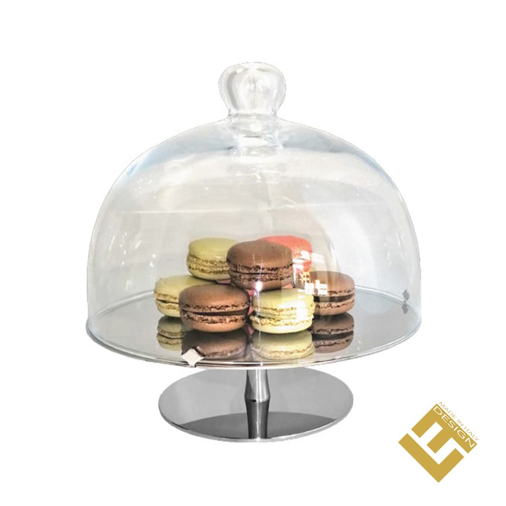 STAND W/GLASS DOME S/S
