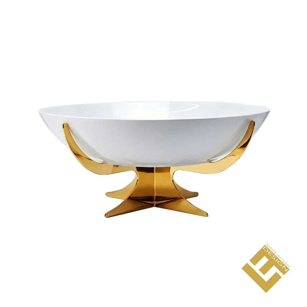 ROUND DISH W/S/S STAND W/LIDGOLD
