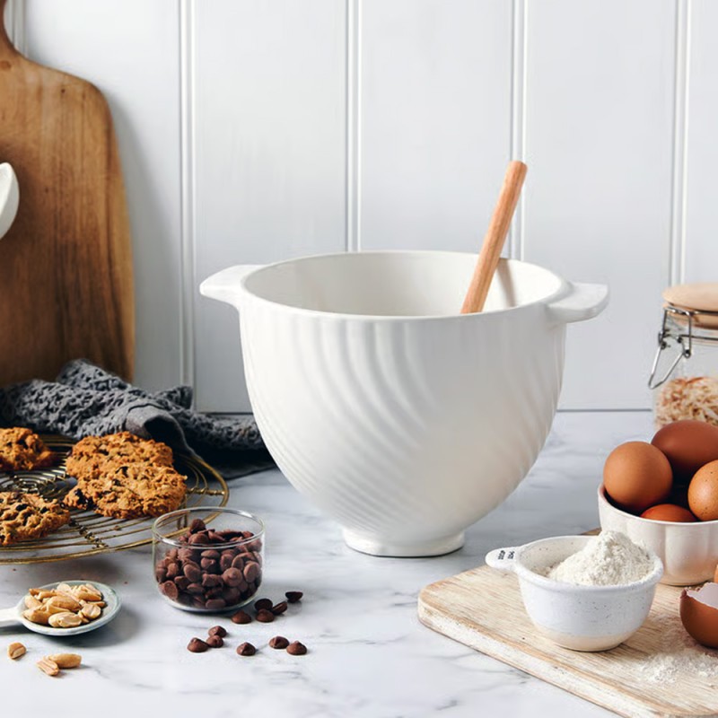 4.8L CERAMIC MIXING BOWL - MERINGUE WHITE