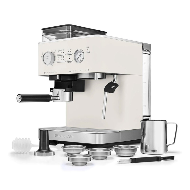 SEMI AUTOMATIC ESPRESSO MACHINE WITH BURR GRINDER - PORCELAIN WHITE