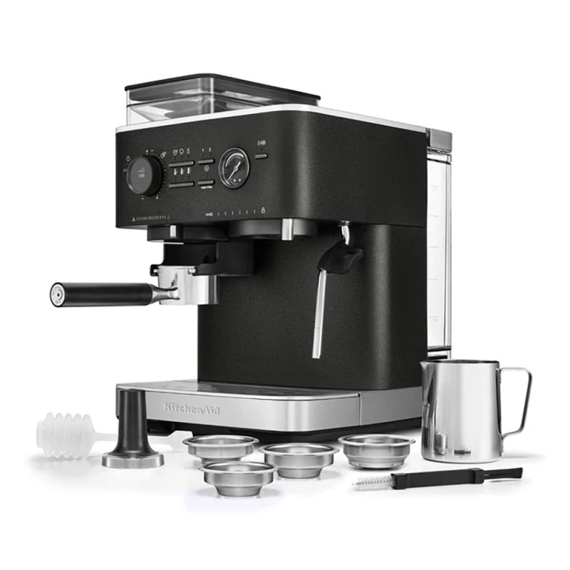 SEMI AUTOMATIC ESPRESSO MACHINE WITH BURR GRINDER - CAST IRON BLACK