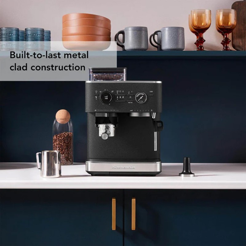 SEMI AUTOMATIC ESPRESSO MACHINE WITH BURR GRINDER - CAST IRON BLACK