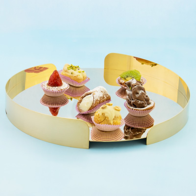 TRAY STAINLESS STEEL GOLD PLATED