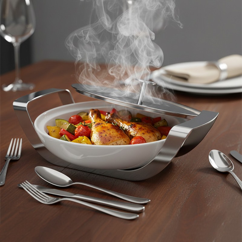 ROUND DISH STEEL HOLDER LID STAINLESS STEEL