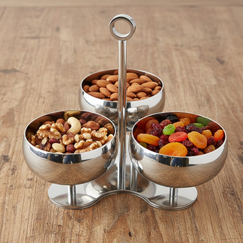 NUTS HOLDER 3 CUPS S/S