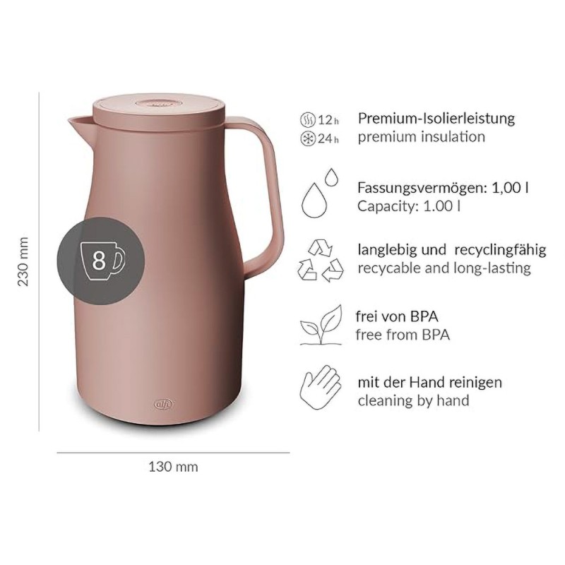 1.0L INSULATED CARAFE ECONSCIOUS - POWDER ROSE