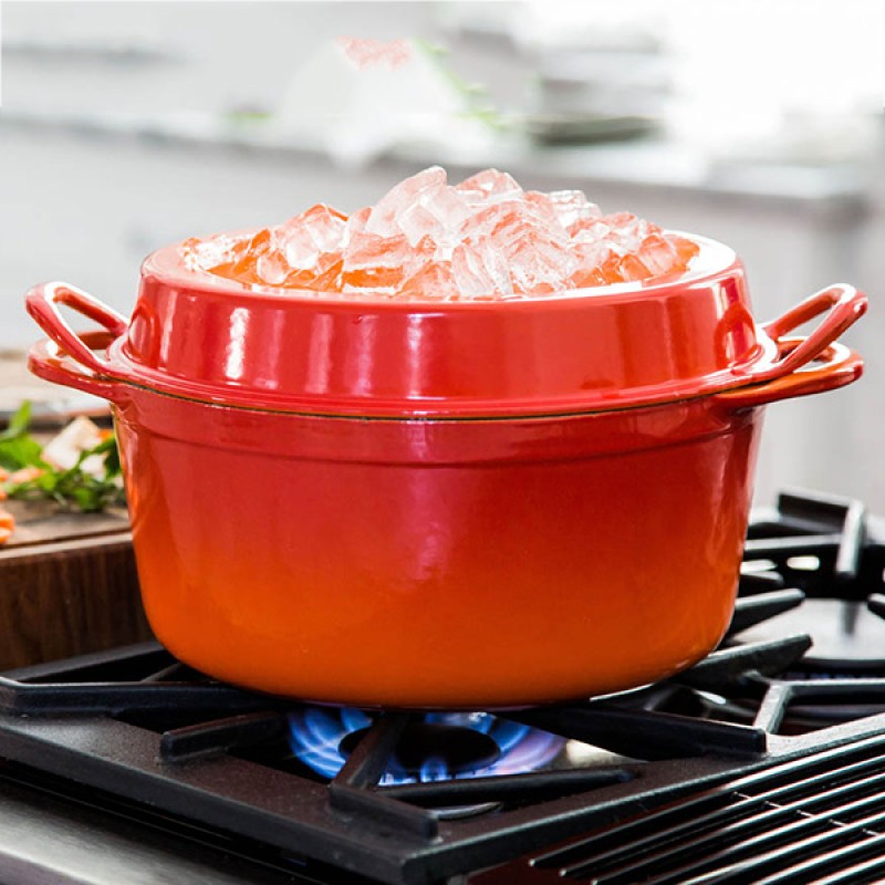 32CM CAST IRON OVAL DOUFEU - VOLCANIC