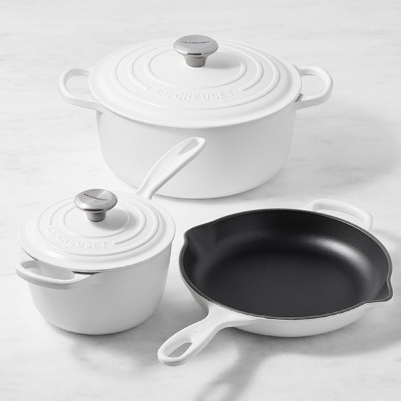 26CM SIGNATURE CAST IRON ROUND SKILLET - WHITE