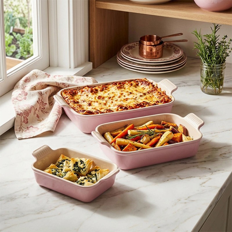 26CM HERITAGE RECTANGULAR BAKING DISH STONEWARE - SHELL PINK