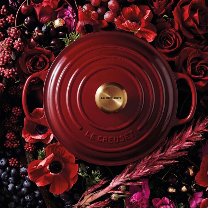 24CM SIGNATURE ENAMELLED CAST IRON ROUND CASSEROLE - GARNET