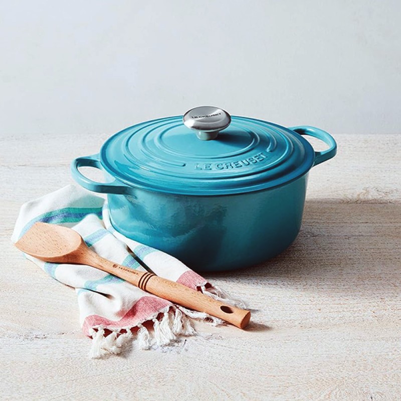 24CM SIGNATURE ENAMELLED CAST IRON ROUND CASSEROLE - TEAL