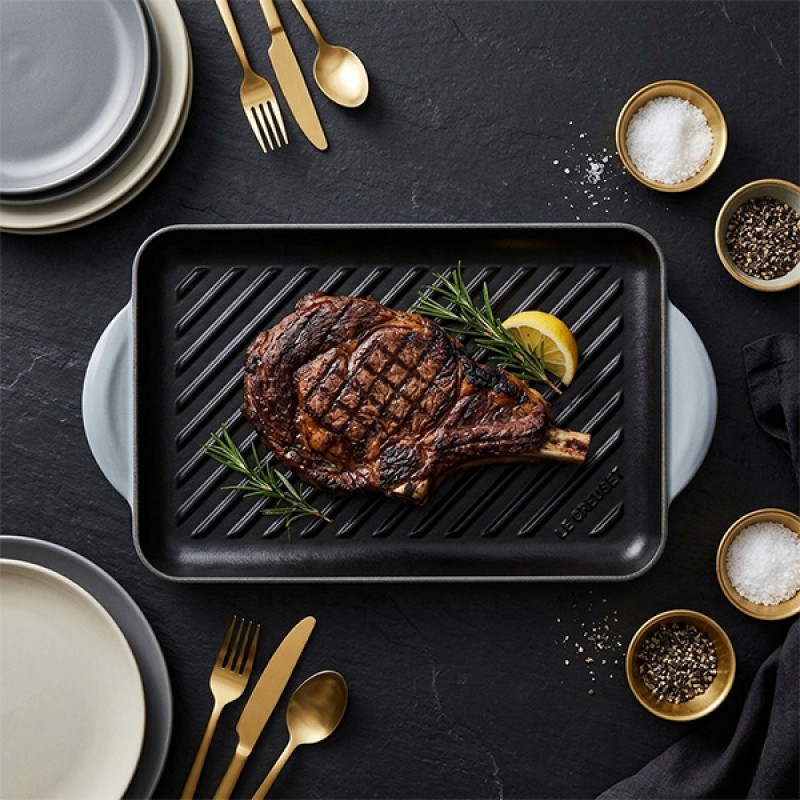 32CM CAST IRON RECTANGULAR GRILL - MIST GREY
