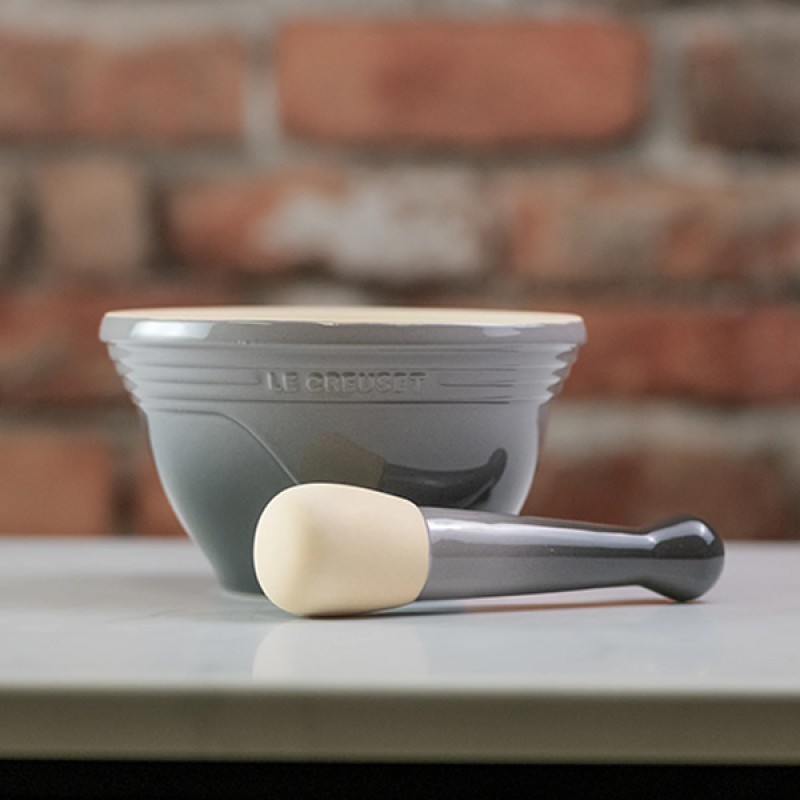 300ML STONEWARE MORTAR & PESTLE - MIST GREY