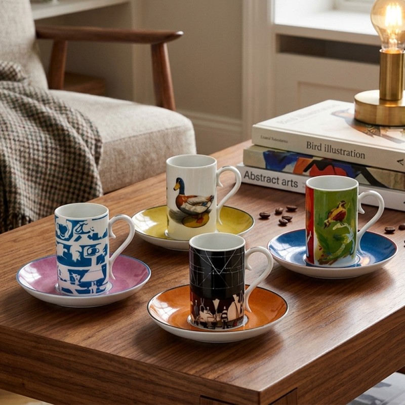 SET 4 COFFEE CUPS WITH SAUCERS CADE