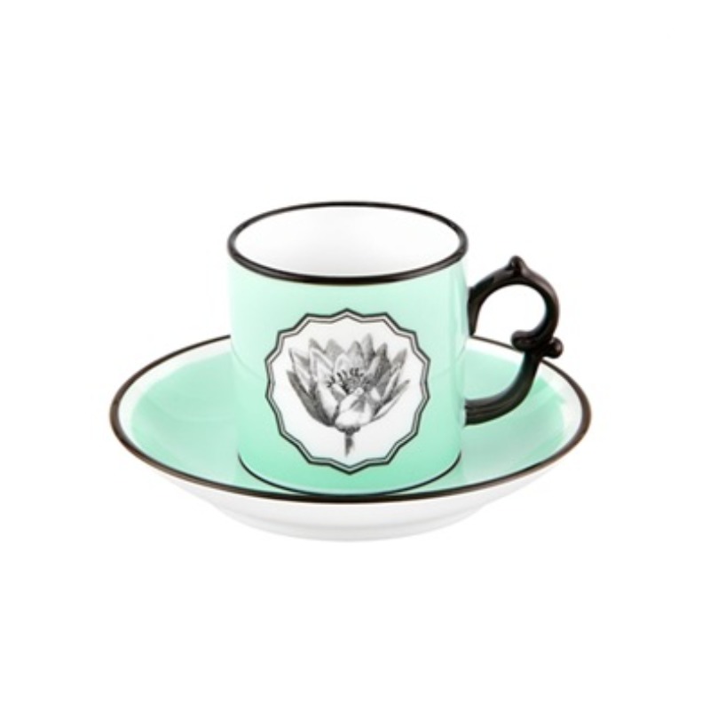 COFFEE CUP & SAUCER GREEN HERBARIAE