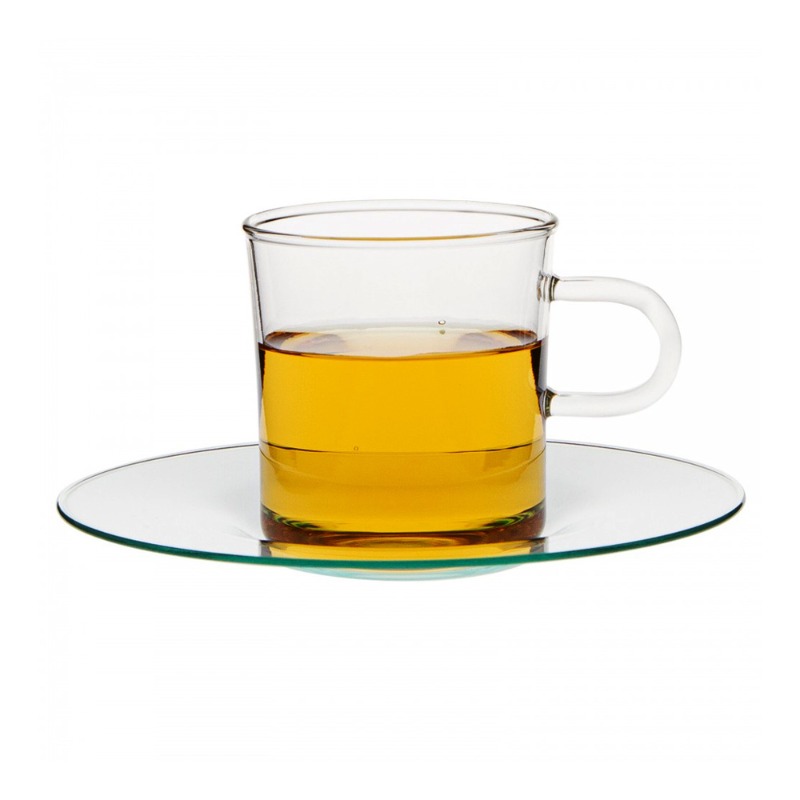 GLASS COSTA SMALL CUP WITH GLASS SAUCER
