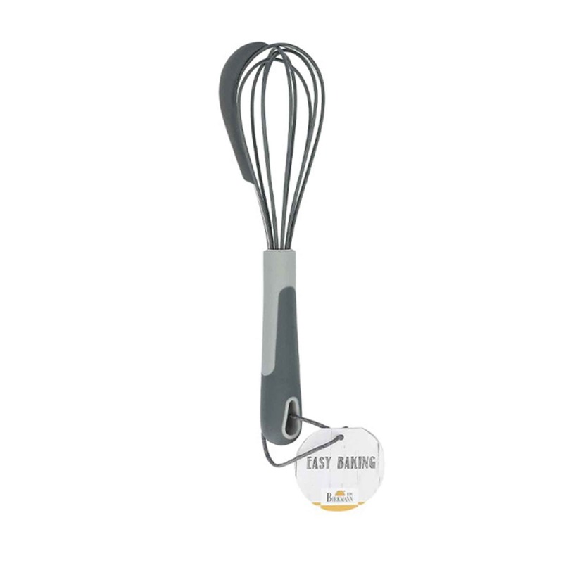 WHISK WITH SCRAPER GREY | 27 CM EASY BAKING