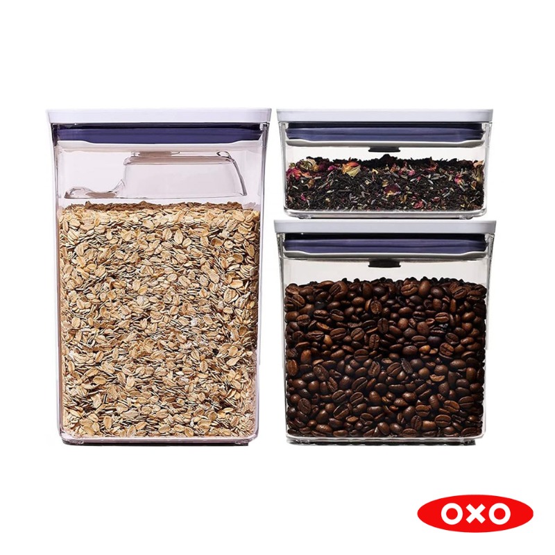 3-PC RECTANGLE POP CONTAINER SET WITH SCOOP