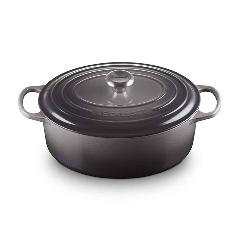 31CM CAST IRON OVAL SHALLOW CASSEROLE - FLINT