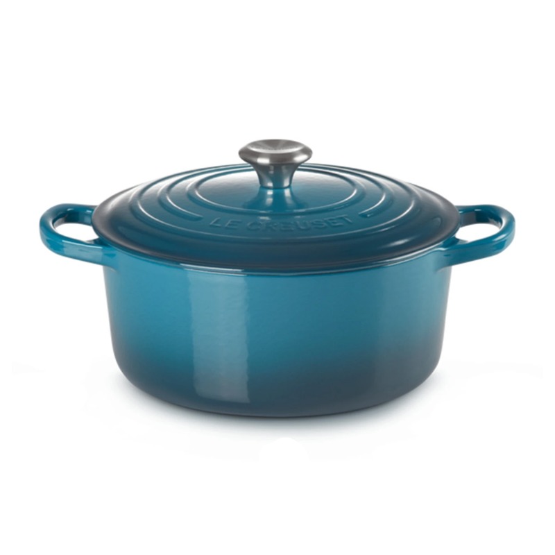 24CM SIGNATURE ENAMELLED CAST IRON ROUND CASSEROLE - DEEP TEAL