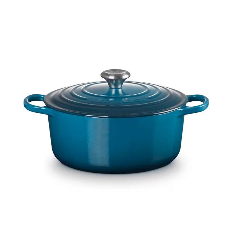 26CM SIGNATURE ENAMELLED CAST IRON ROUND CASSEROLE - DEEP TEAL