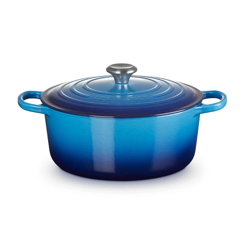 28CM SIGNATURE ENAMELLED CAST IRON ROUND CASSEROLE - AZURE