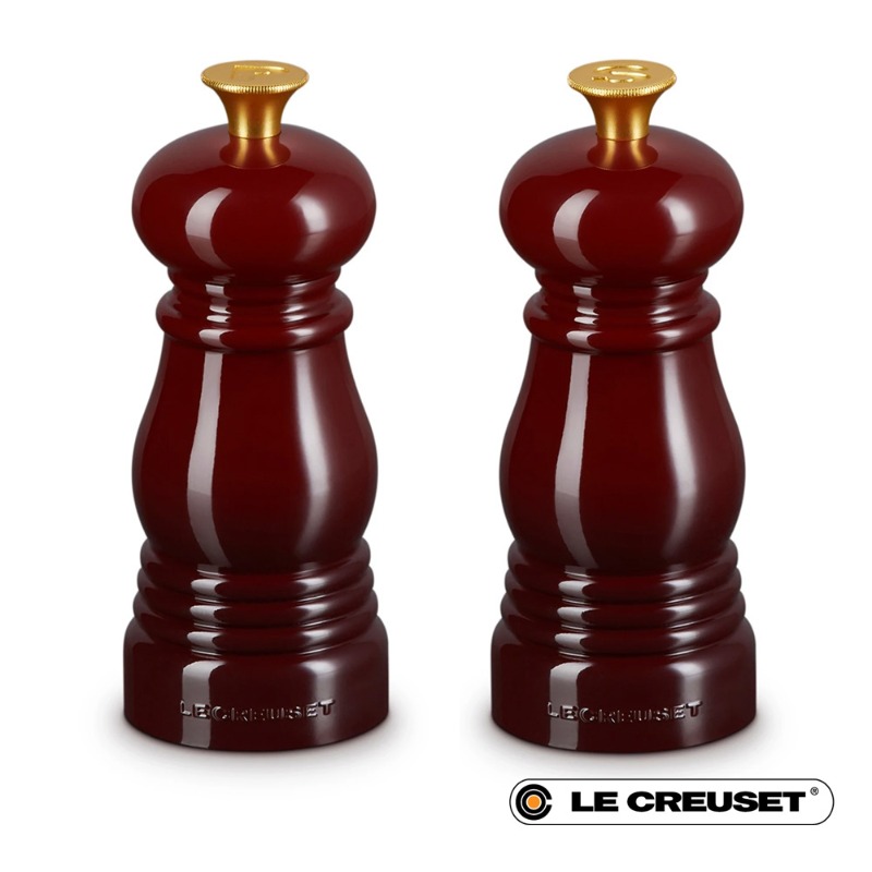 SET OF 2 CLASSIC MILLS WITH GOLD KNOB - GARNET