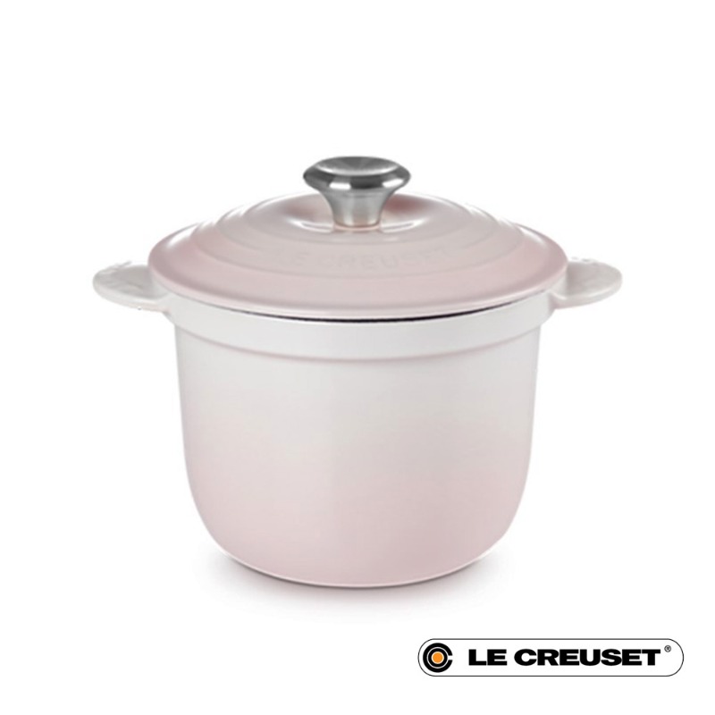 18CM CAST IRON RICE POT WITH STONEWARE INSET - SHELL PINK