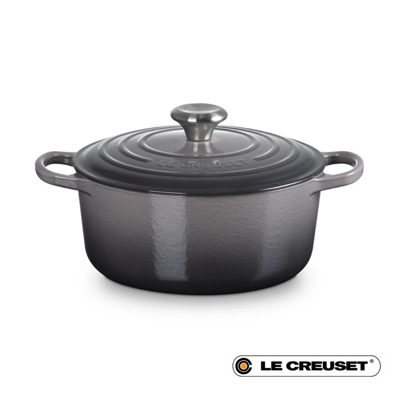 24CM SIGNATURE ENAMELLED CAST IRON ROUND CASSEROLE - FLINT