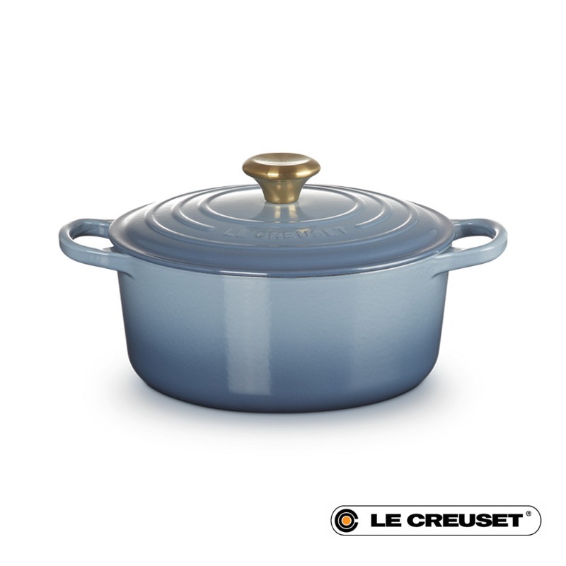 24CM SIGNATURE ENAMELLED CAST IRON ROUND CASSEROLE - CHAMBRAY