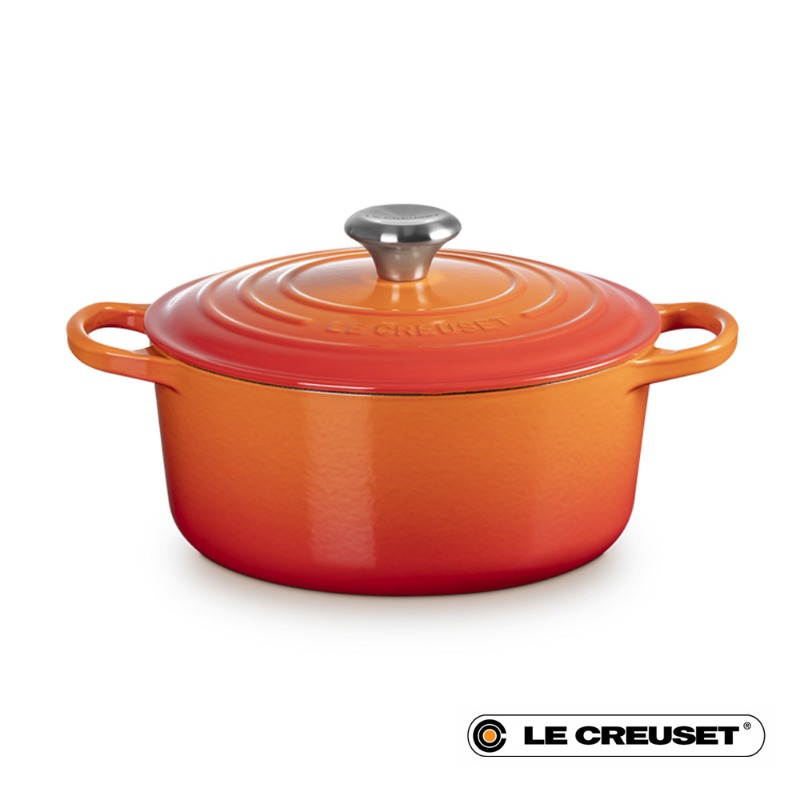 24CM SIGNATURE ENAMELLED CAST IRON ROUND CASSEROLE - VOLCANIC