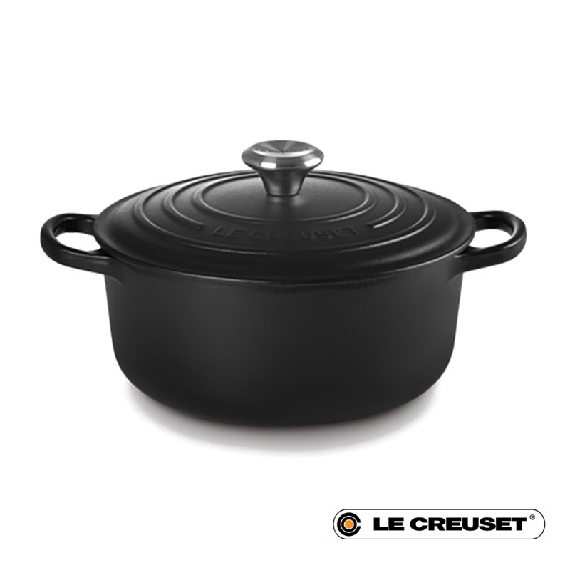 20CM SIGNATURE ENAMELLED CAST IRON ROUND CASSEROLE - MATTE BLACK