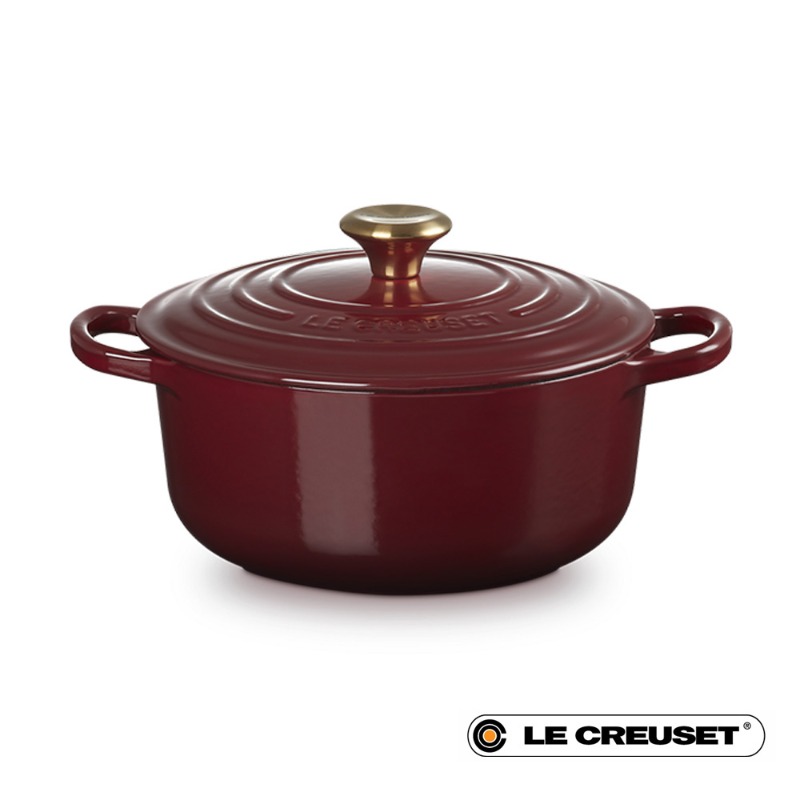 20CM SIGNATURE ENAMELLED CAST IRON ROUND CASSEROLE - GARNET