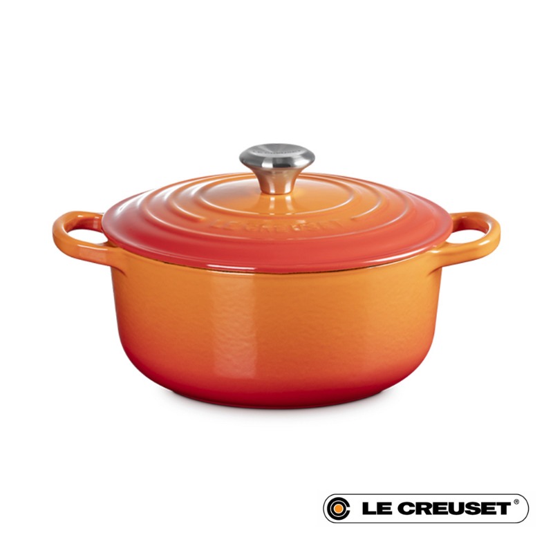 20CM SIGNATURE ENAMELLED CAST IRON ROUND CASSEROLE - VOLCANIC