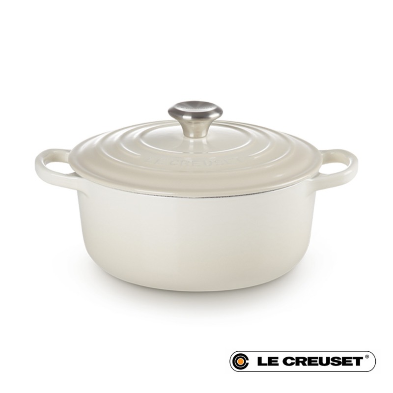 20CM SIGNATURE ENAMELLED CAST IRON ROUND CASSEROLE - MERINGUE