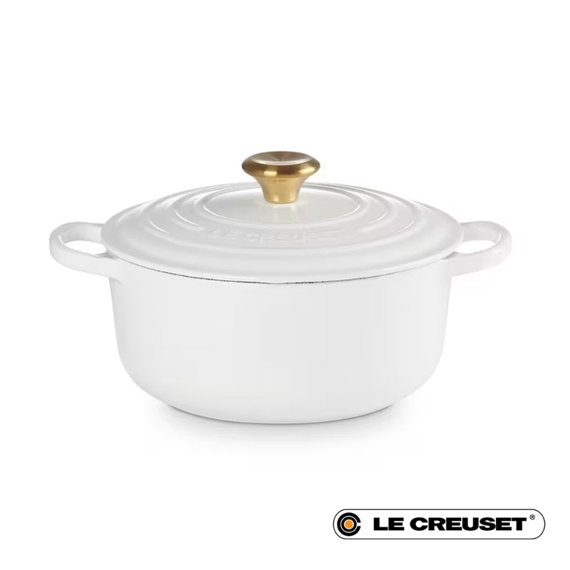 20CM SIGNATURE ENAMELLED CAST IRON ROUND CASSEROLE - WHITE