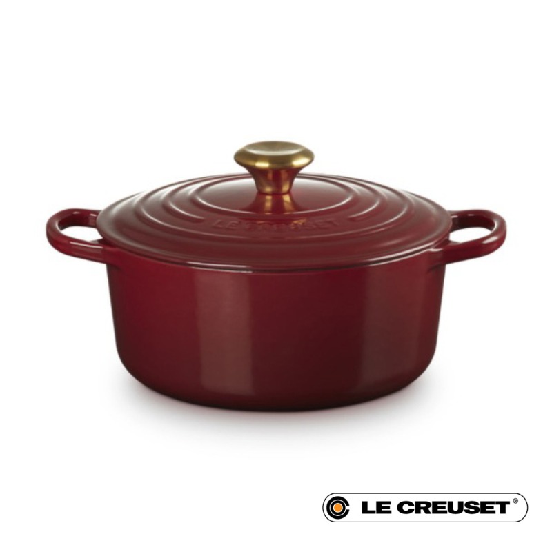 24CM SIGNATURE ENAMELLED CAST IRON ROUND CASSEROLE - GARNET