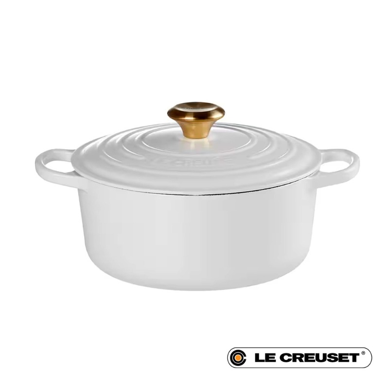 24CM SIGNATURE ENAMELLED CAST IRON ROUND CASSEROLE - WHITE