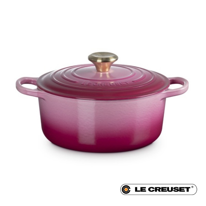 24CM SIGNATURE ENAMELLED CAST IRON ROUND CASSEROLE - BERRY LIGHT