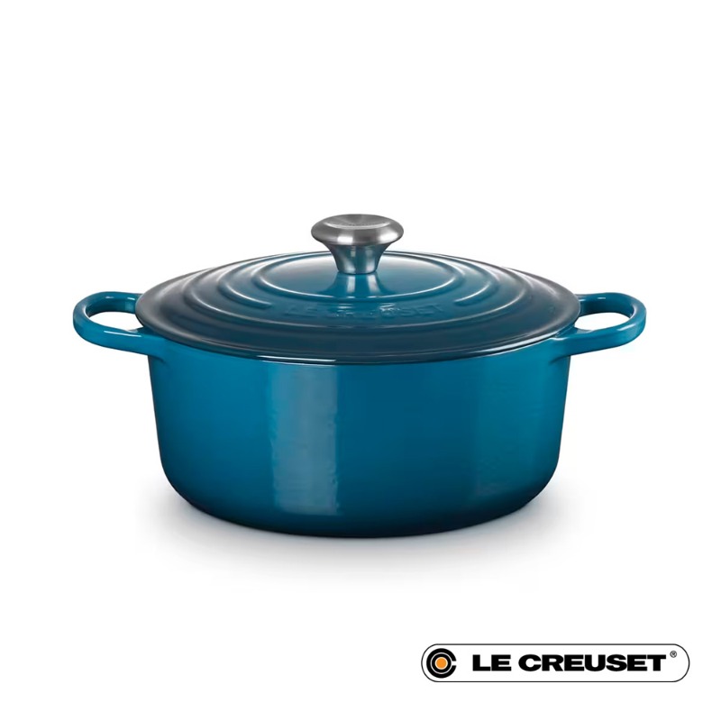 26CM SIGNATURE ENAMELLED CAST IRON ROUND CASSEROLE - DEEP TEAL