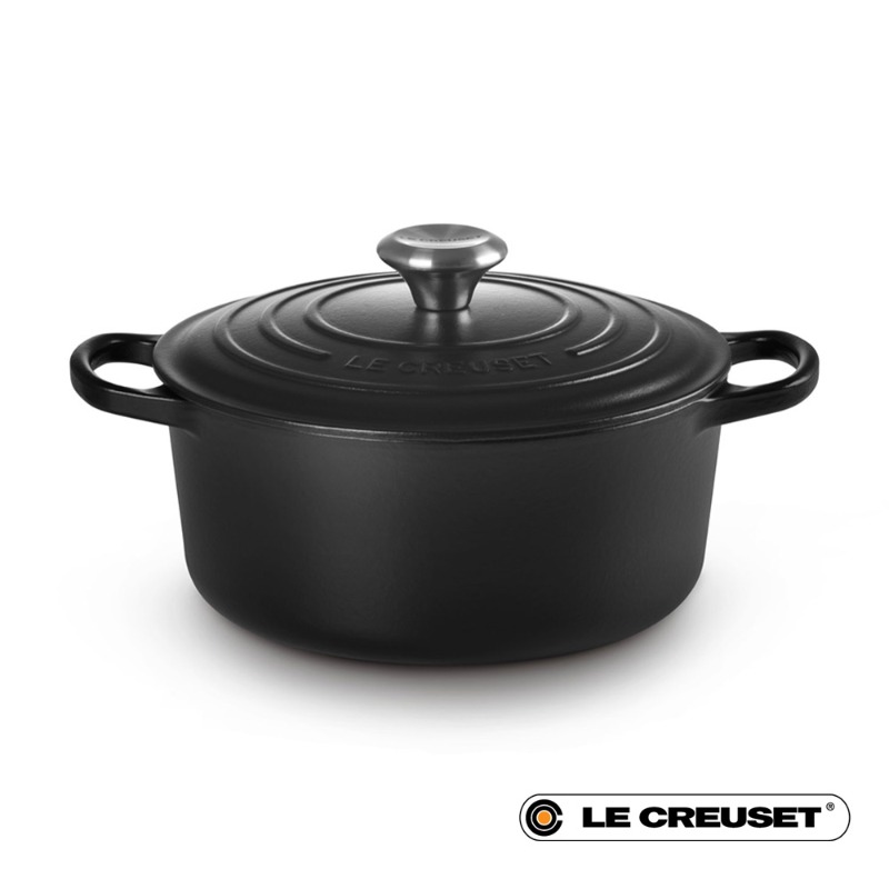 24CM SIGNATURE ENAMELLED CAST IRON ROUND CASSEROLE - SATIN BLACK