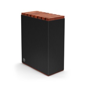 7-Slot Black Aluminum Knife Block with Wood Insert